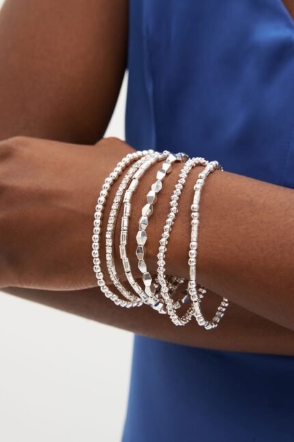 Silver Tone Sparkle Stretch Bracelets Pack